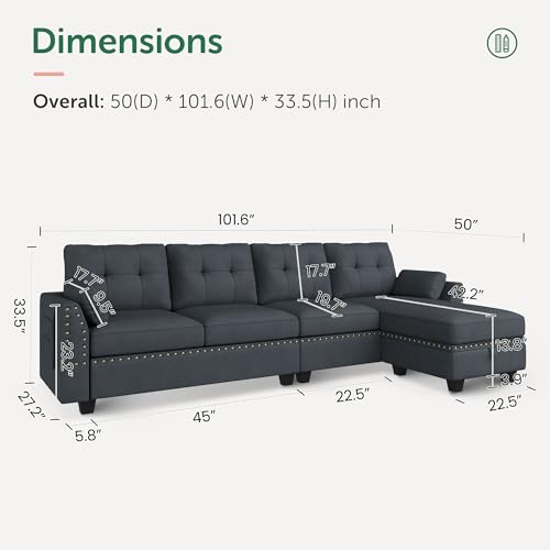 Bluish Grey Reversible Sectional Sofa F9139
