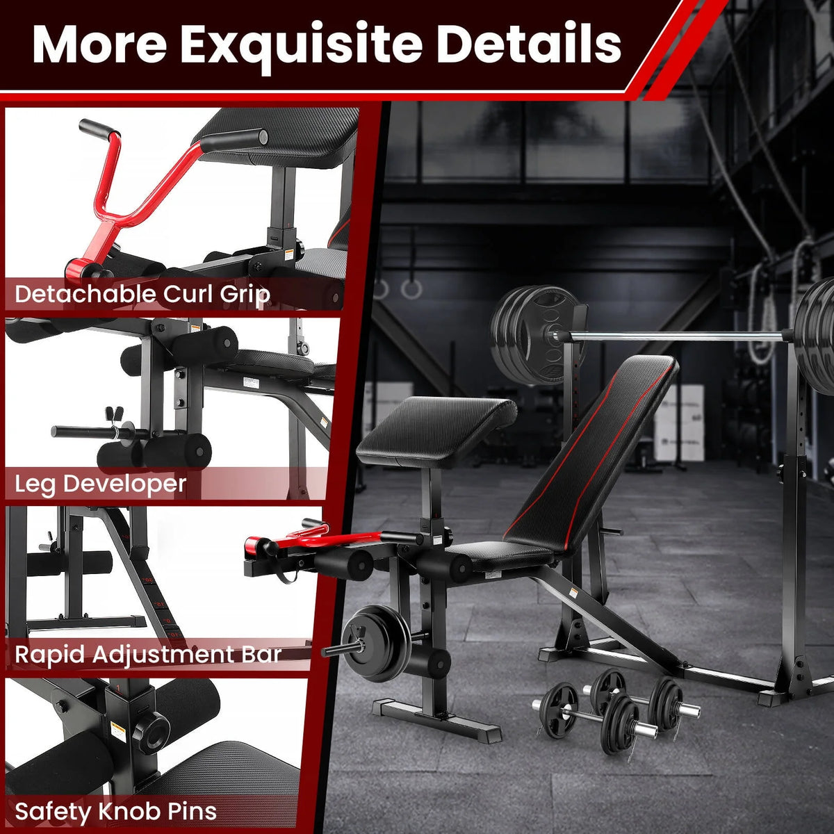 Adjustable Olympic Weight Bench Set with Barbell Rack S300357