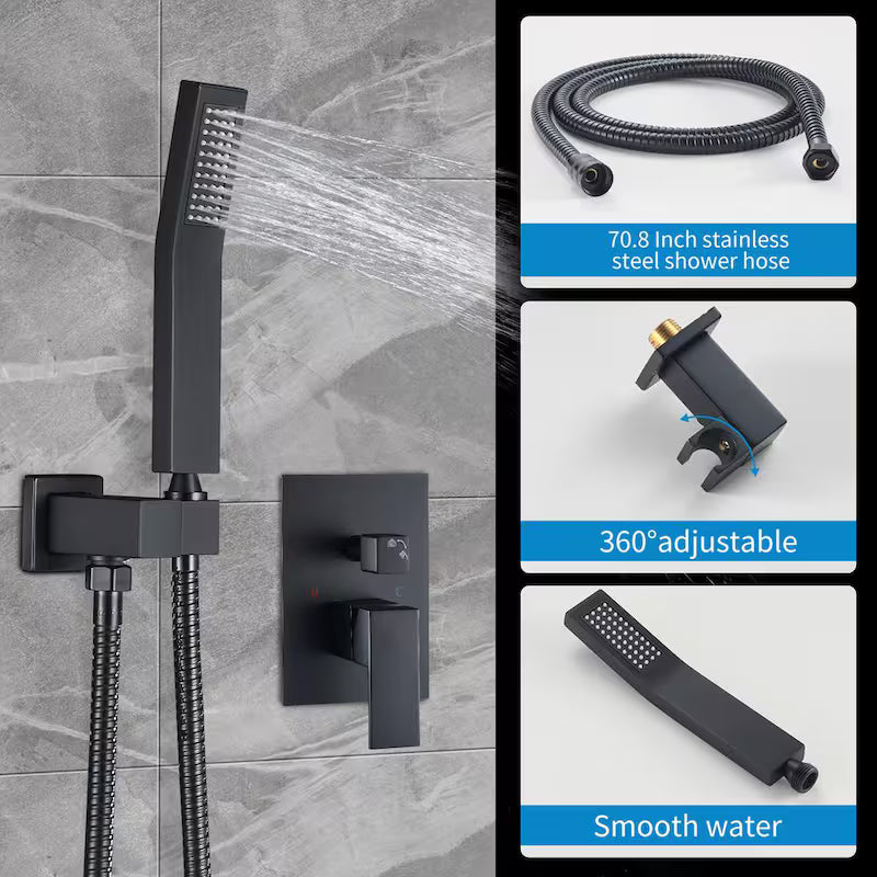 Black 12 in. Shower Faucet Head with Handheld L9203