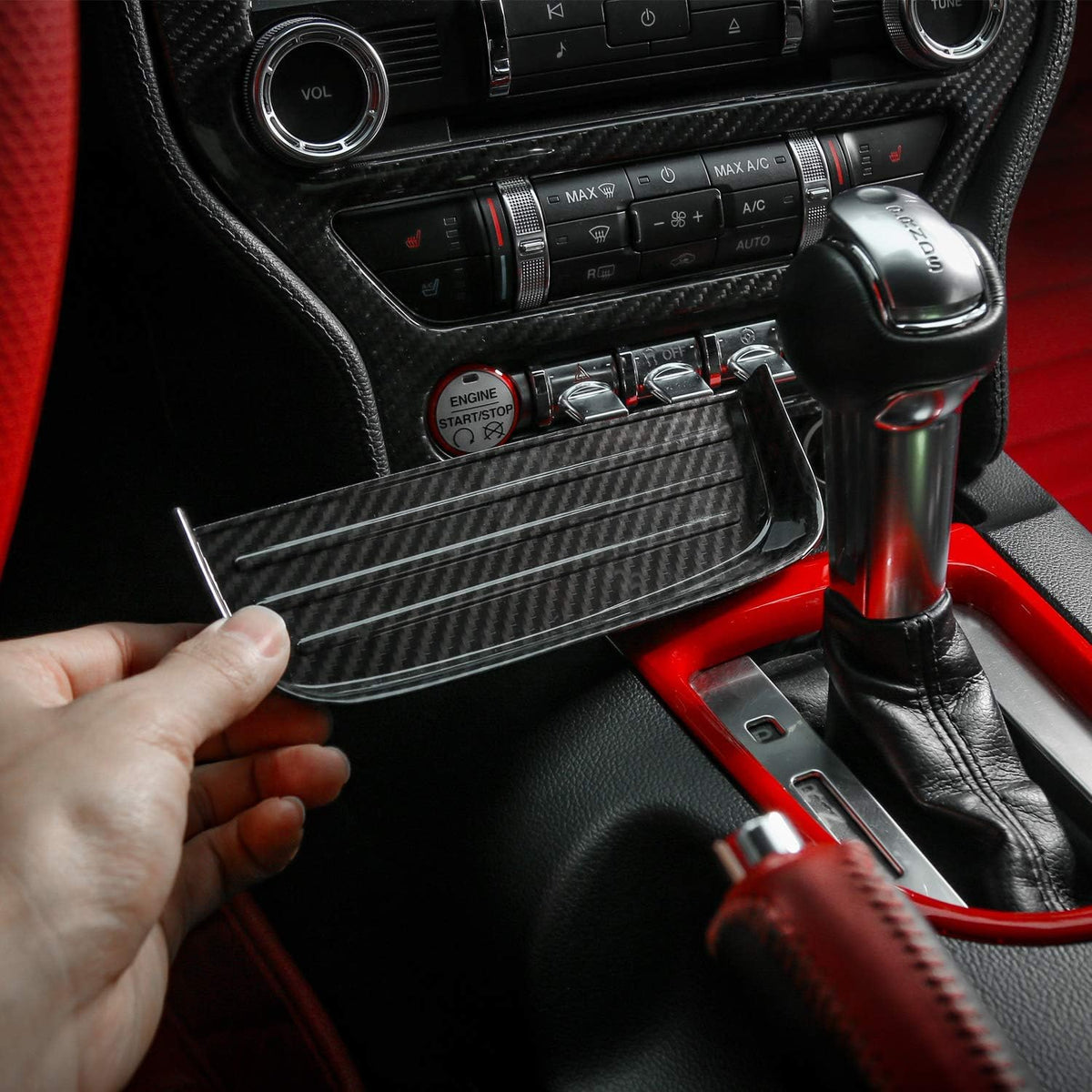 ABS Gear Shift Storage Organizer Trim Cover for Ford Mustang 2015-2021 R57082