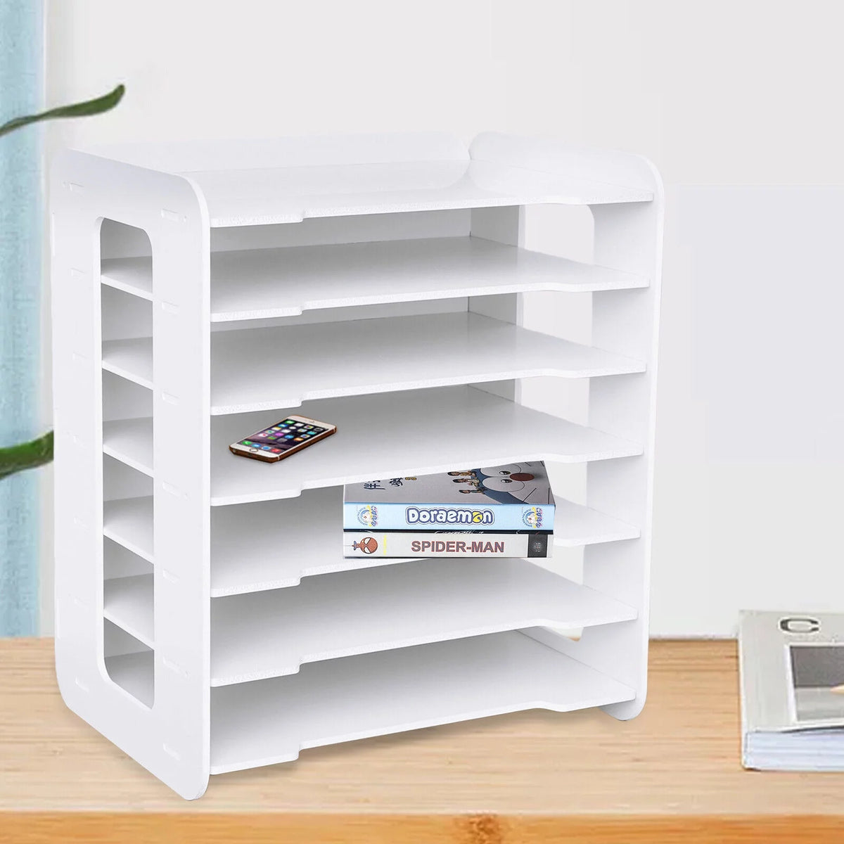 7 Tier Desktop Organizer File Shelf Document Storage Rack F8692