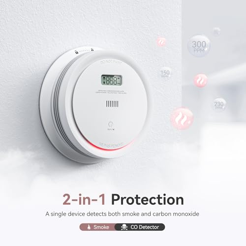 2 in 1 Smoke Detector Carbon Monoxide Detector with LCD Display (1pack) Q690
