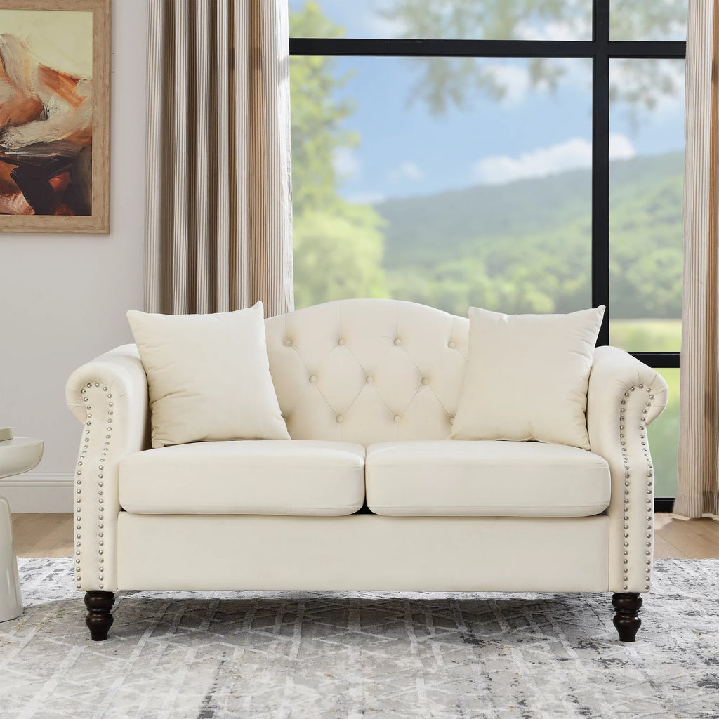 Grey Velvet 2 Seater Chesterfield Sofa T84773