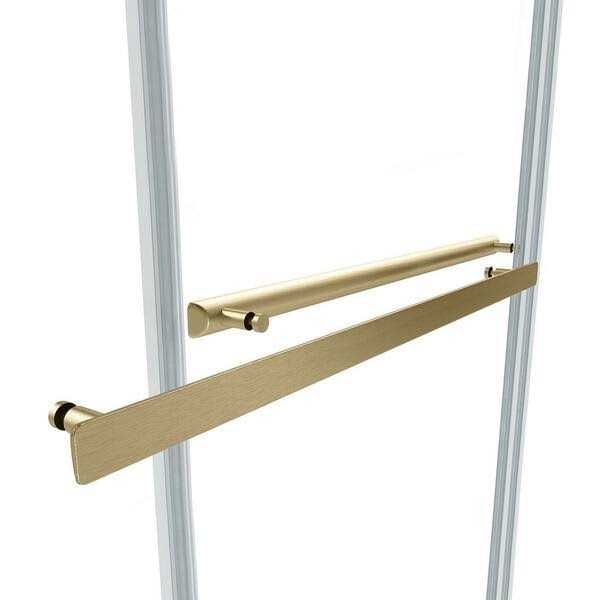 Double Sliding Semi-Frameless Shower Door in Brushed Gold with Clear Glass Y76642