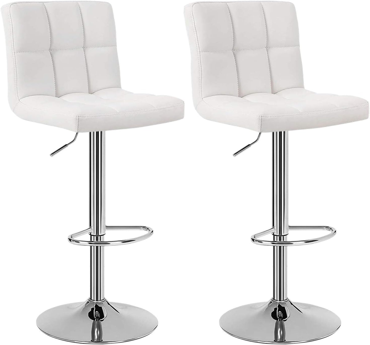 White Bar Stools Set of 2 with Arms Swivel Counter Height Adjustable Bar Stool with Back X18932