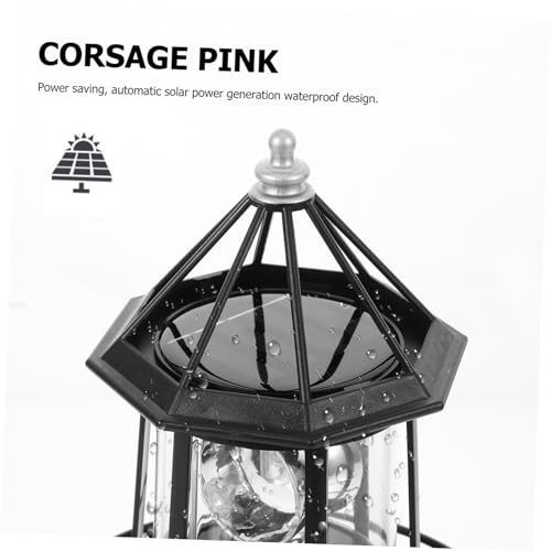 Black Solar Rotating Lighthouse Lawn Ornament T821