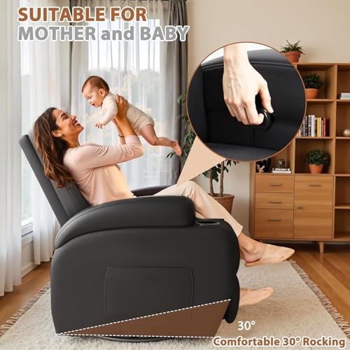 Brown Leather Swivel Rocker Recliner Chair M31772