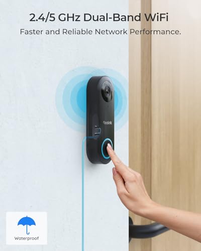 Video Doorbell WiFi Camera Wired 2K Outdoor 5G&2.4G WiFi Wide View Angle Smart Detection Local Storage No Subscription Customized Chime V2 Z72293