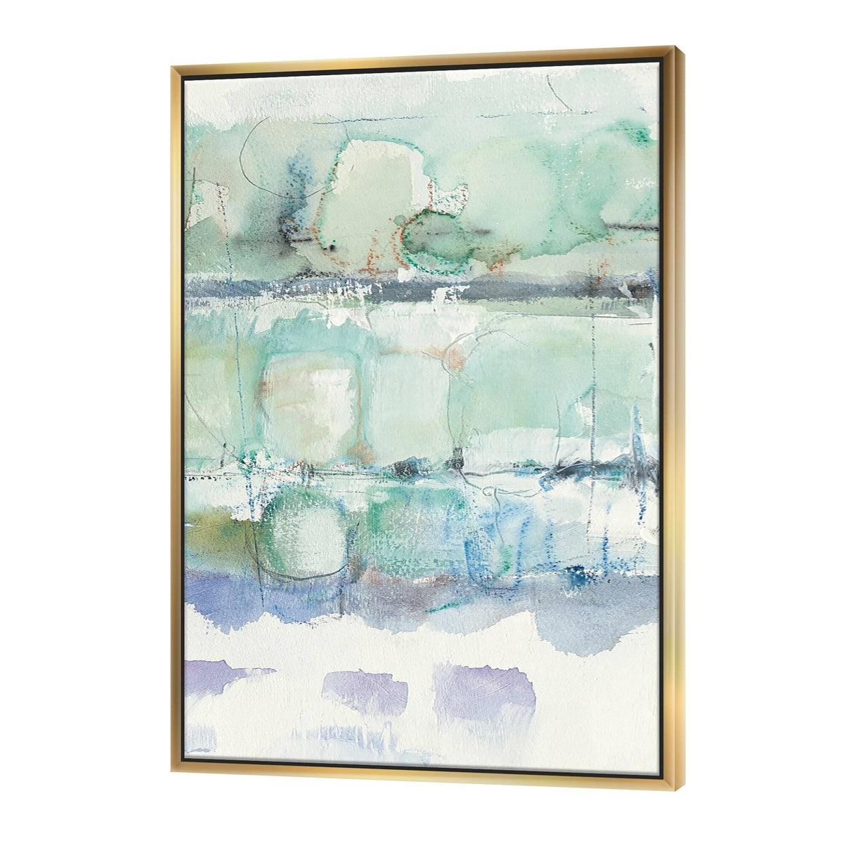 Blue Abstract Geometric Framed Canvas 30 in. Wide x 40 in. High G7988