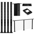 4 Pack Black Square Stainless Steel Cable Railing Post J940784