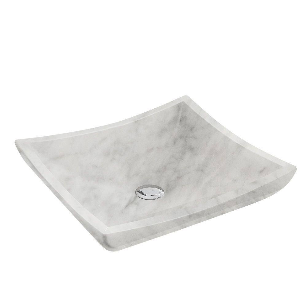 White Carrera Marble Vessel Bathroom Sink R85223