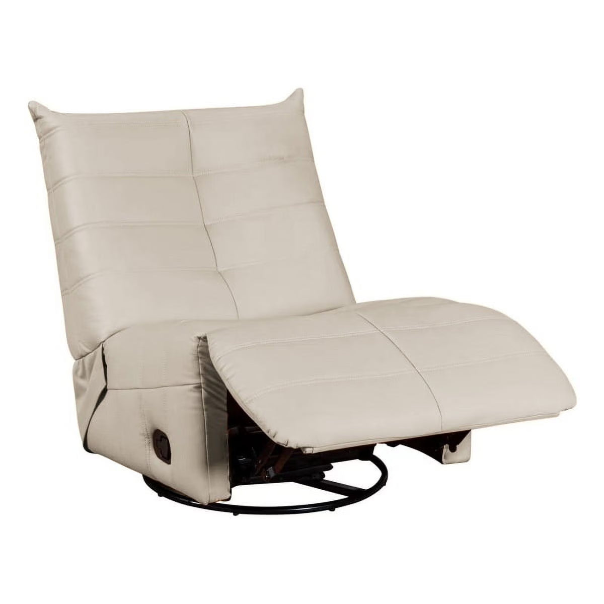 Modern Beige Faux Leather Swivel Glider Recliner Z947