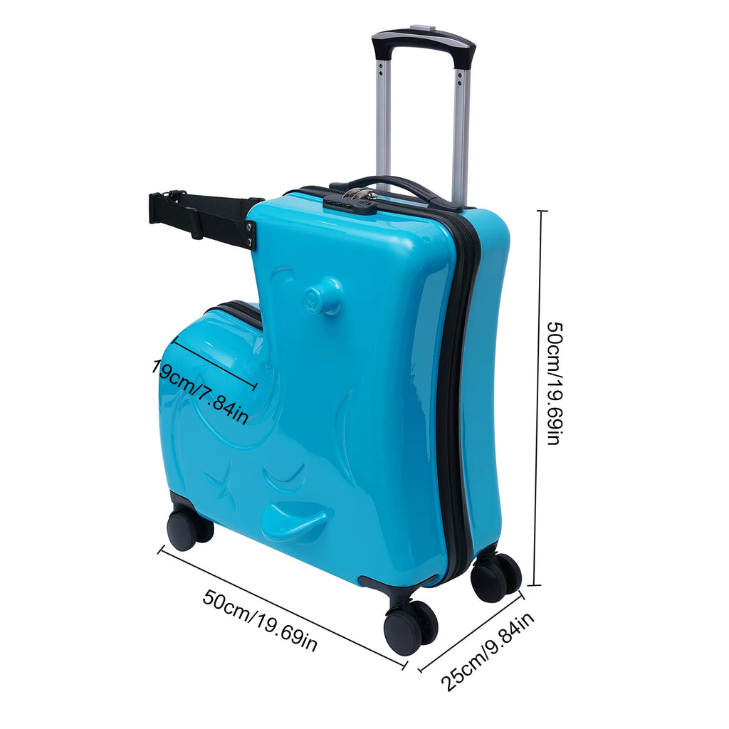 20" Kids Ride On Hard Luggage Suitcase Blue J880