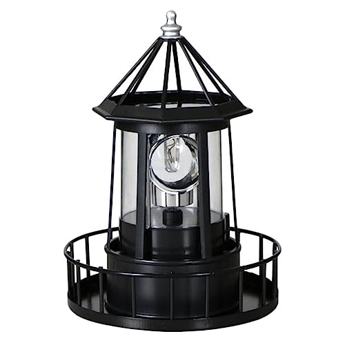 Black Solar Rotating Lighthouse Lawn Ornament T821