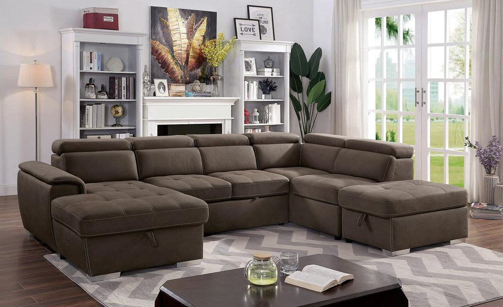 Light Brown Nabuck Sectional Sofa X853236