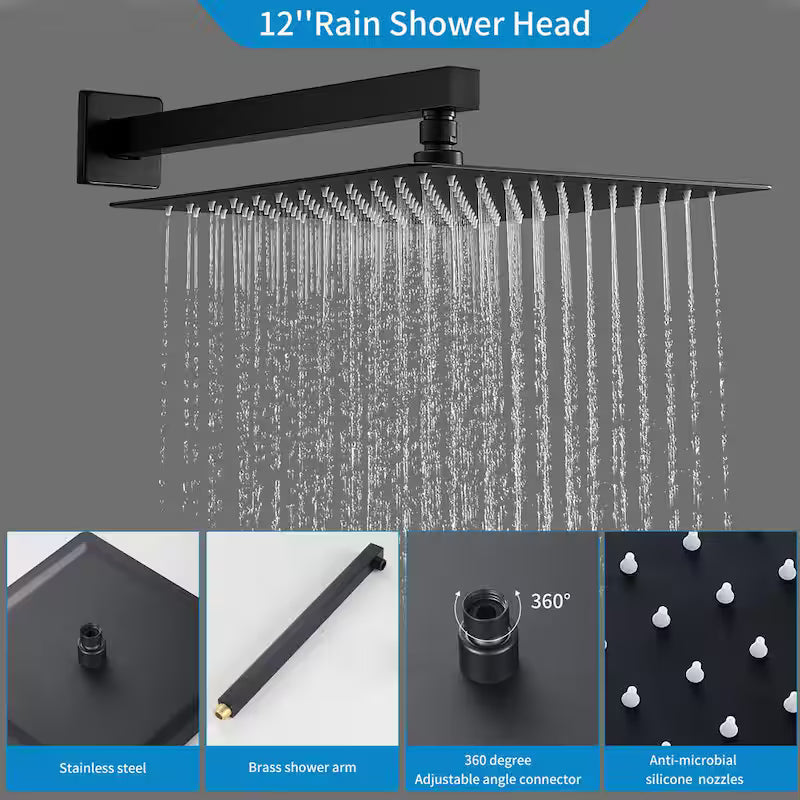 Black 12 in. Shower Faucet Head with Handheld L9203