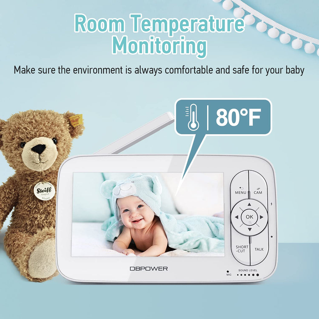 1080P 5 HD Display Video Baby Monitor with Camera and Audio, Night Vision, Two-Way Audio O283500