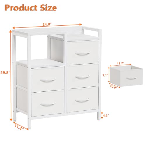 5 Drawer Black Fabric Dresser with Metal Frame H7177