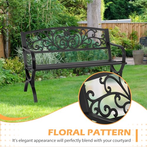 Black Metal Loveseat Bench D22605