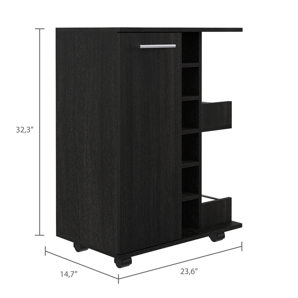 Weathered Oak Bar Cart Cabinet Q938