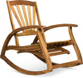 Teak Finish Acacia Wood Rocking Chair with Footrest O940