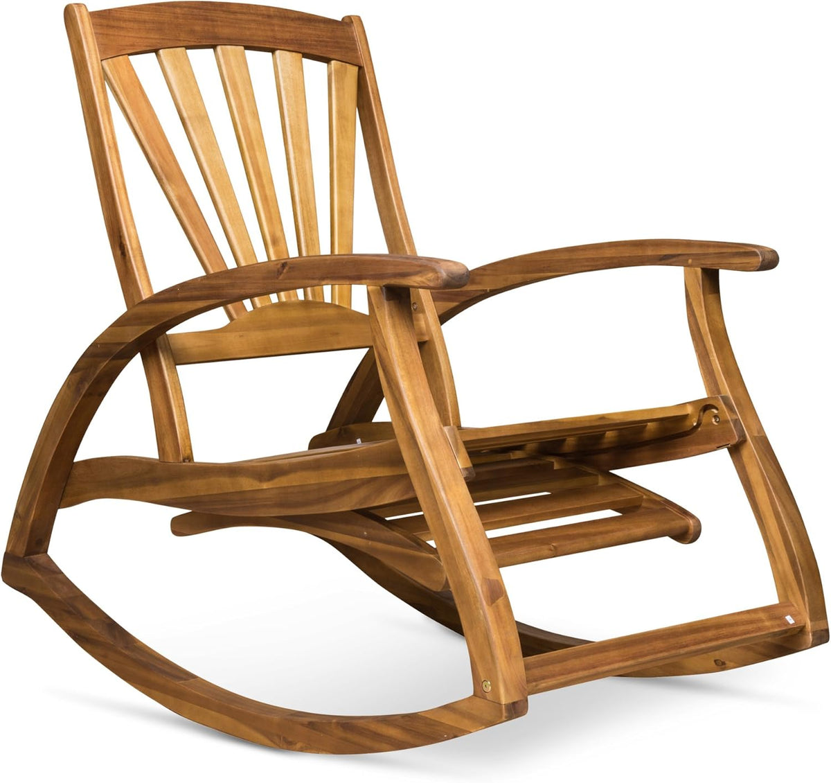 Teak Finish Acacia Wood Rocking Chair with Footrest O940