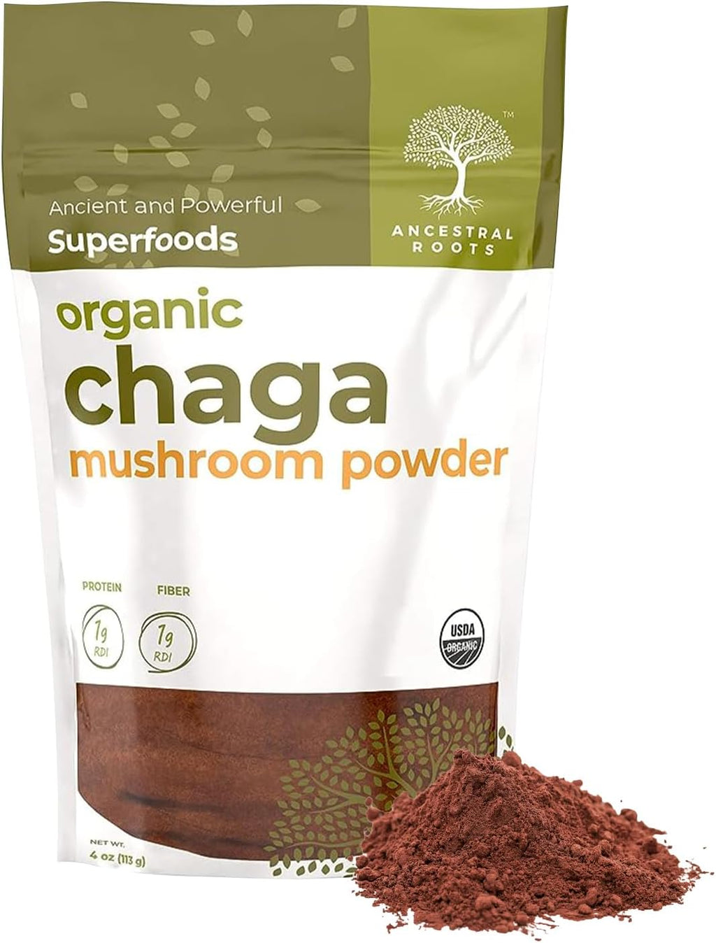 Organic Chaga Mushroom Powder, 4 oz, USDA Organic B894