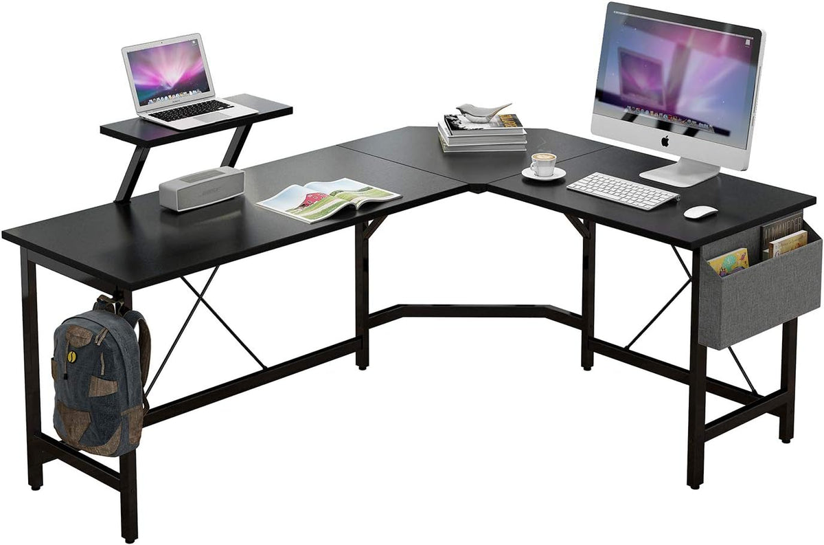 L Shaped Corner Desk, 59 inches Computer Desk with Monitor Stand O430