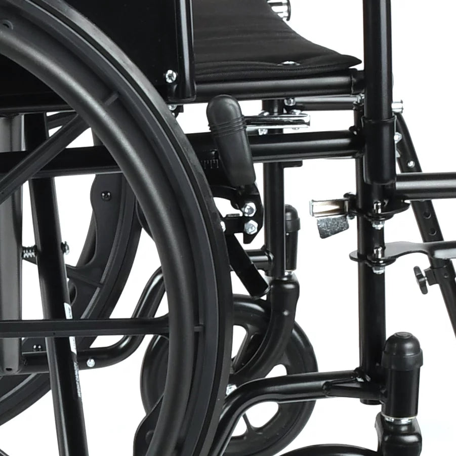 Lightweight Foldable Steel Wheelchair with 18" Seat and Swing-Away Footrests N683