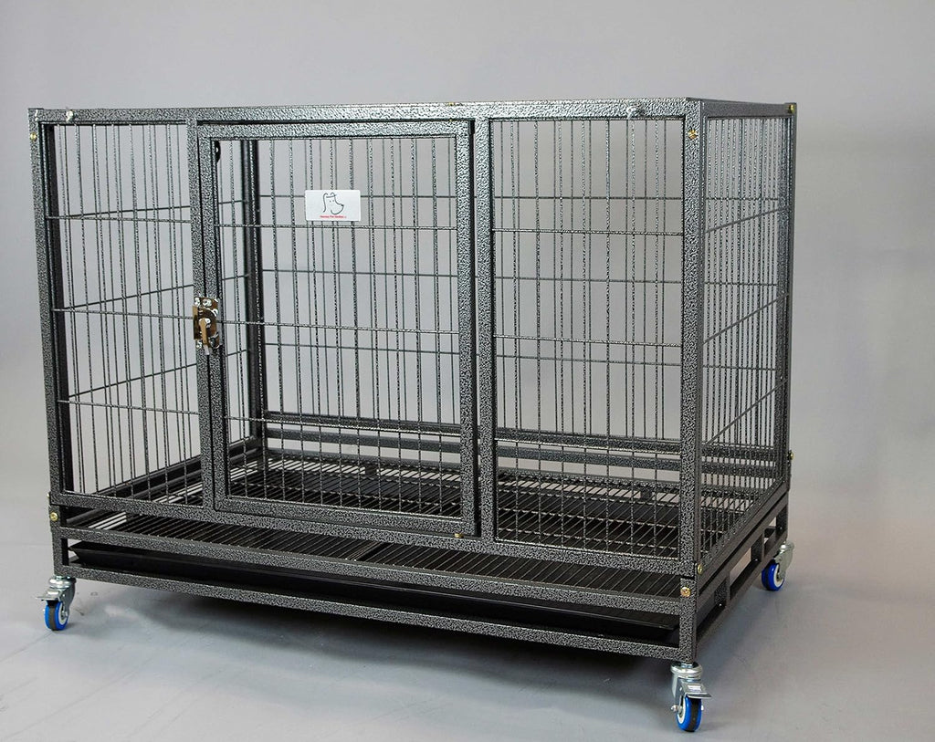 Heavy Duty Metal Open Top Cage with Floor Grid, Casters and Tray C548