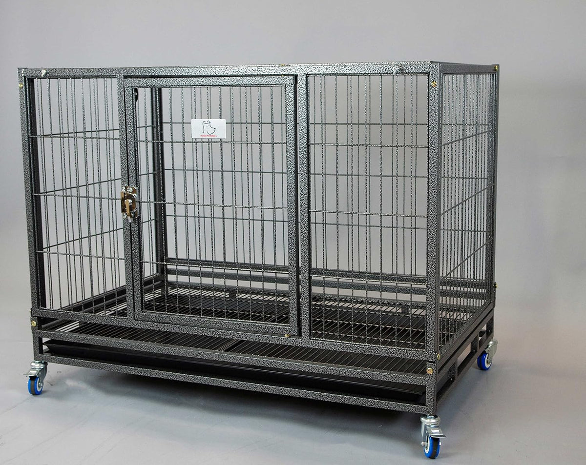 Heavy Duty Metal Open Top Cage with Floor Grid, Casters and Tray C548