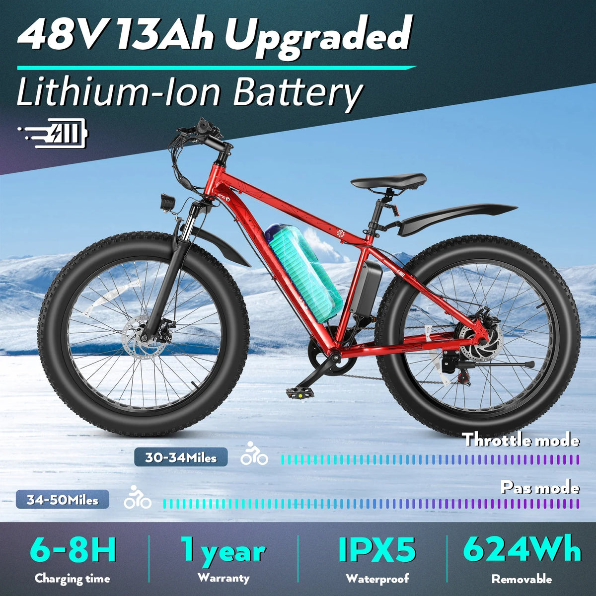 Electric Mountain Bicycle with 500W Motor and 48V Battery J3357
