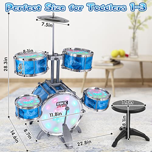 5 Jazz Drum Kit with Lights Alloy Kids Drum Set L811