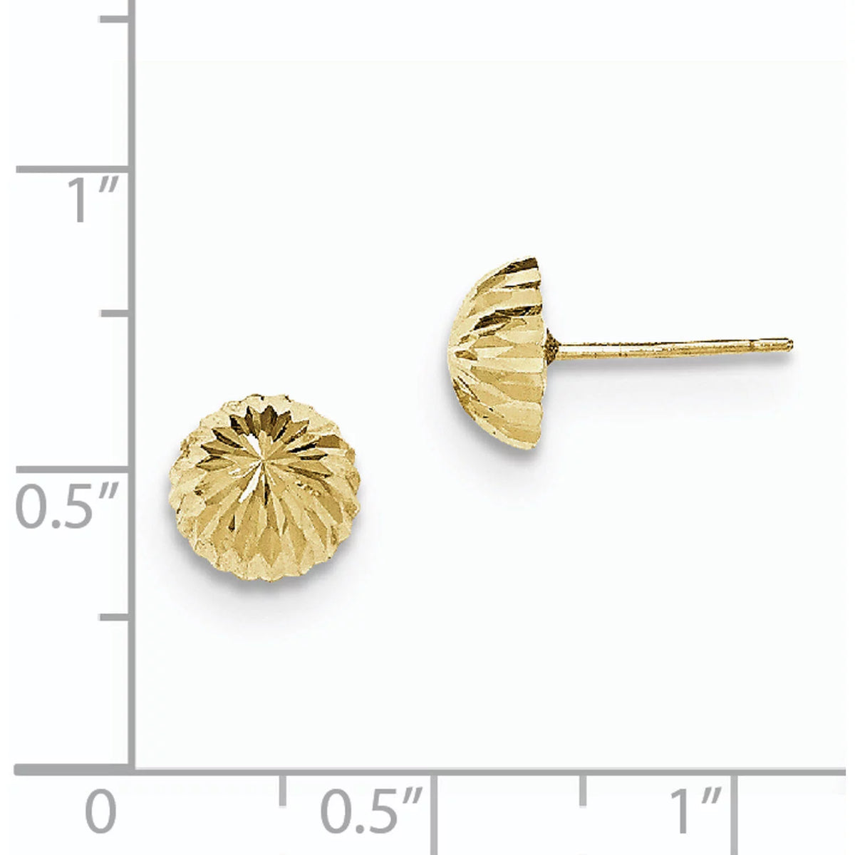 14K Yellow Gold 8mm Domed Post Earrings C4212