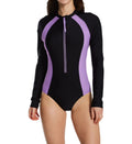 Black 4 Long Sleeve Zip Front Swim Suit O455530