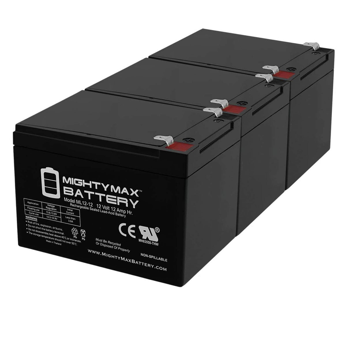 12V 12Ah Replacement Battery 3 Pack Z67707