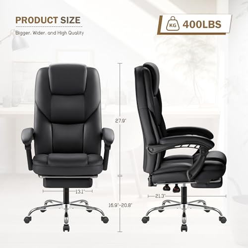 Brown Leather Ergonomic High Back Office Chair with Footrest F68656