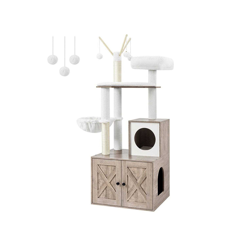 Cat Tree with Litter Box Enclosure 2-in-1 Y986