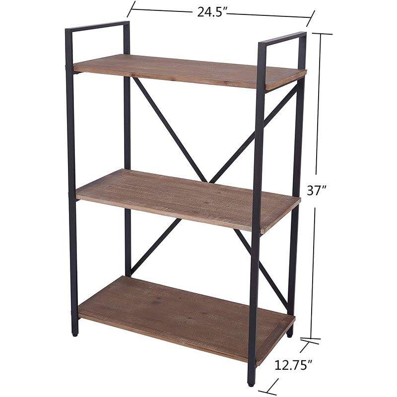 Dark Brown 3 Tier Bookcase Bookshelf Q97704