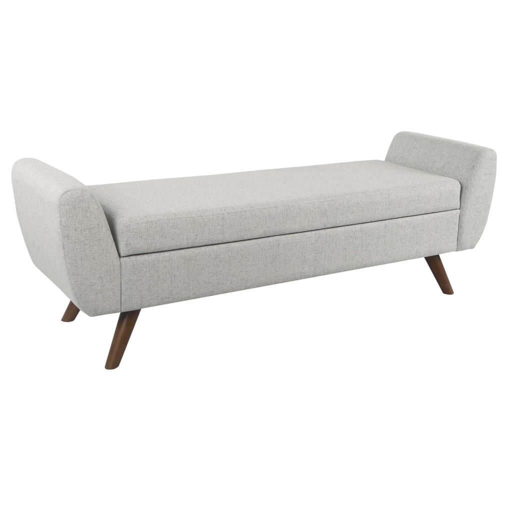 Gray Woven Storage Bench with Wood Legs S79245