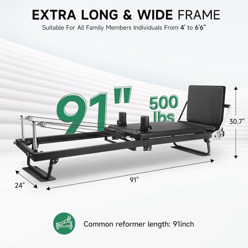 91.5inch Foldable Pilates Reformer with Pilates Ring Circle & Headrest, Jumpboard, Dual Resistance Springs Z5547