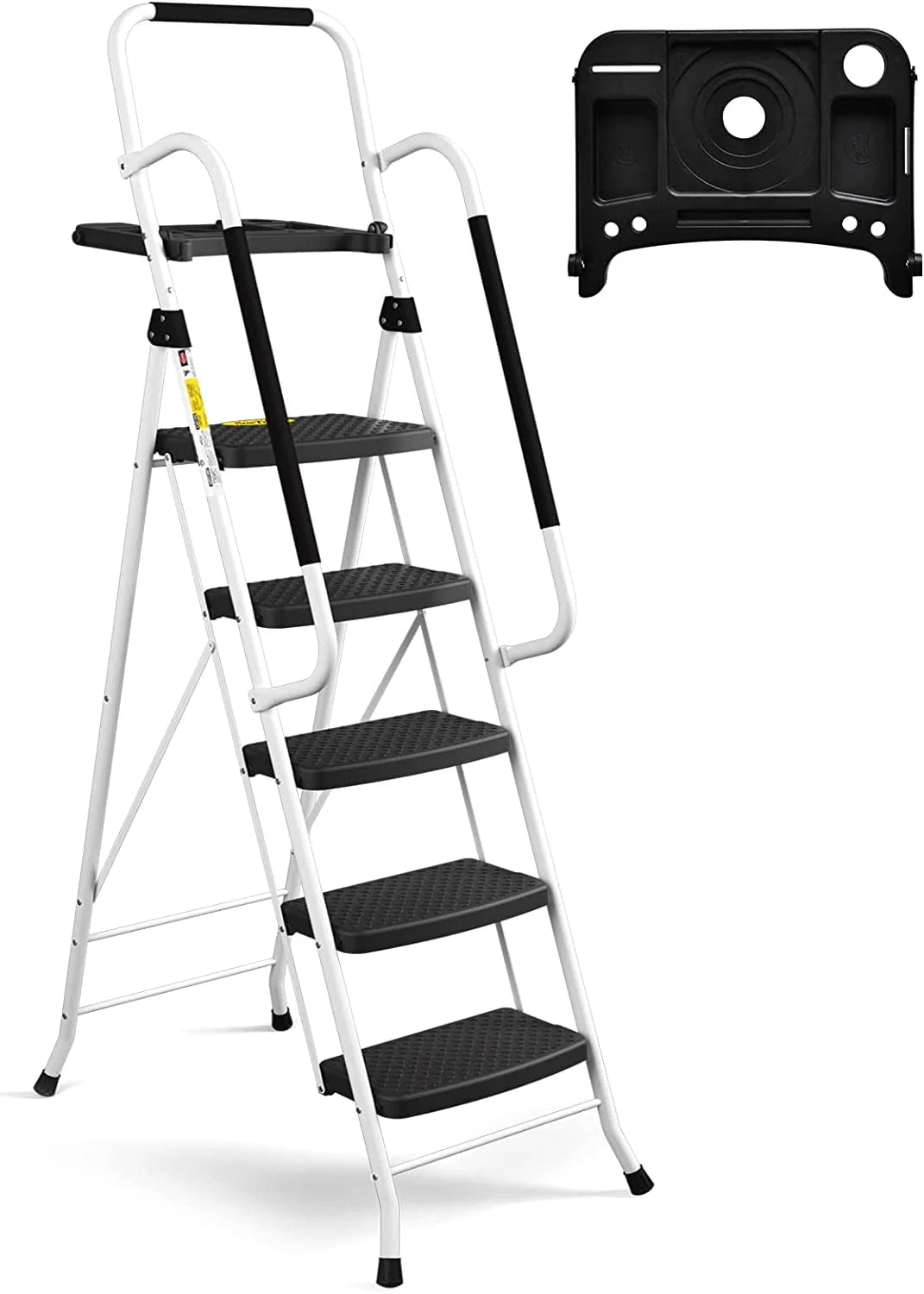 Folding 5-Step Ladder with Handrails and Tool Tray T93367