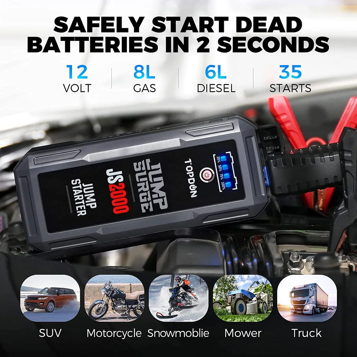 12V 2000A Peak Car Battery Charger Jump Starter R464