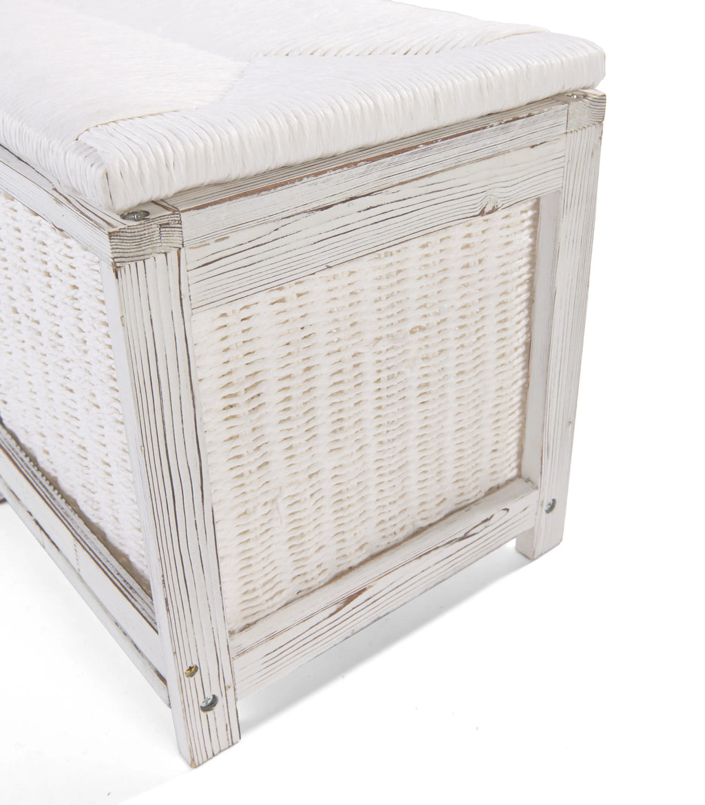 Brown Woven Top Storage Bench with Baskets L21741