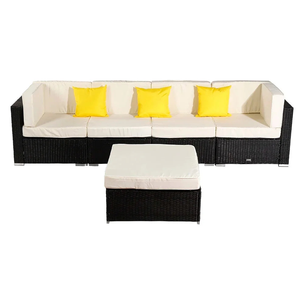 5 Pieces PE Wicker Rattan Patio Sofa Set V620561