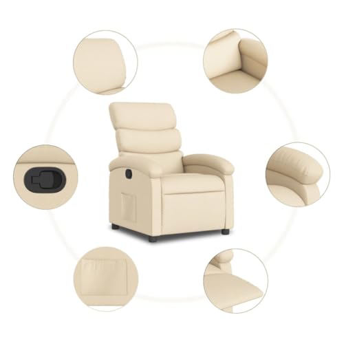 Cream Fabric Recliner Chair with Manual Adjustment L51858