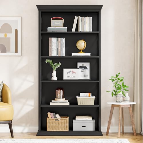 6-Tier 71 Inches Industrial Tall Bookcase, Brown and Black X4389