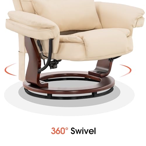 Cream White Faux Leather Recliner Chair with Ottoman J288765