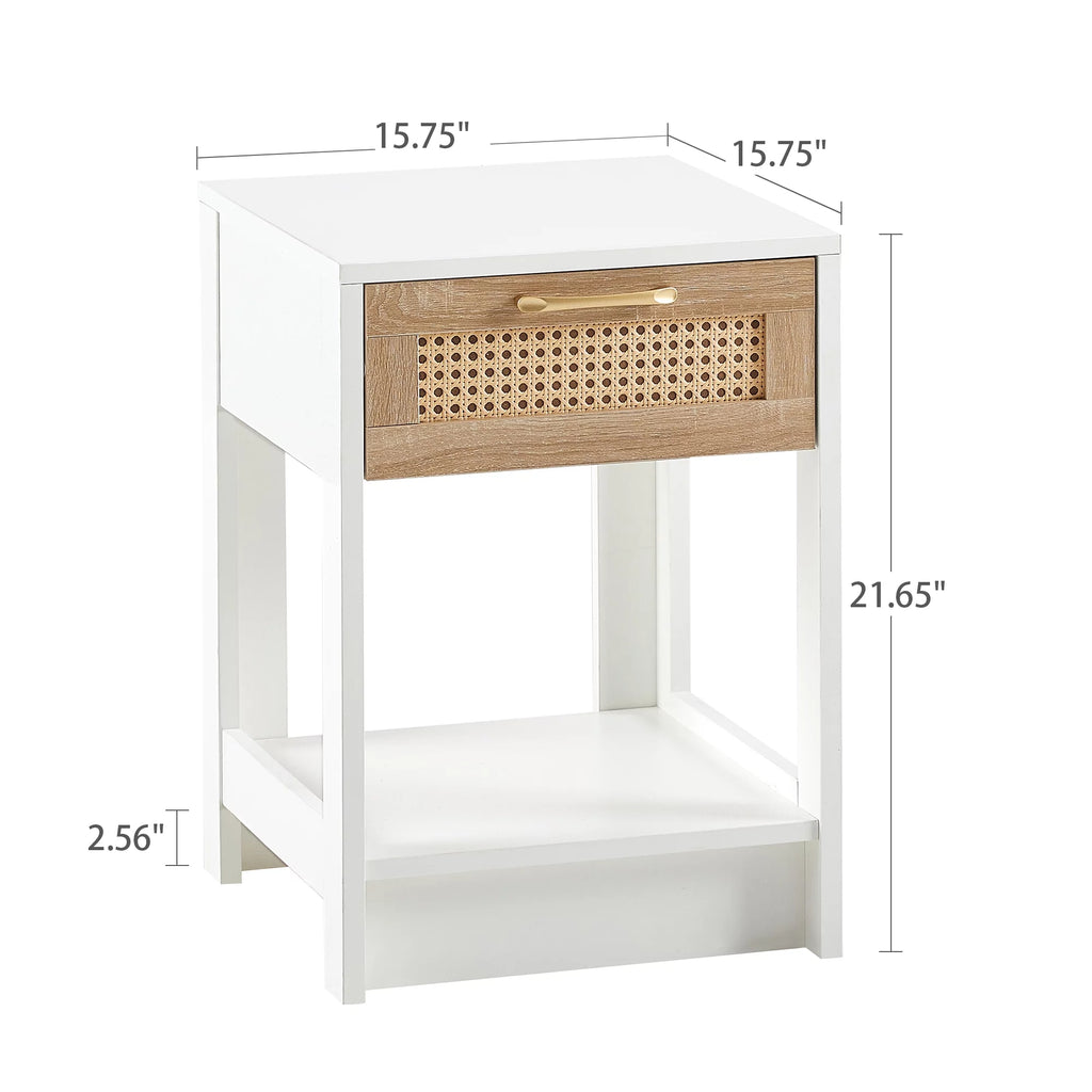 Rattan 1 Drawer Nightstand with Open Shelf O8129
