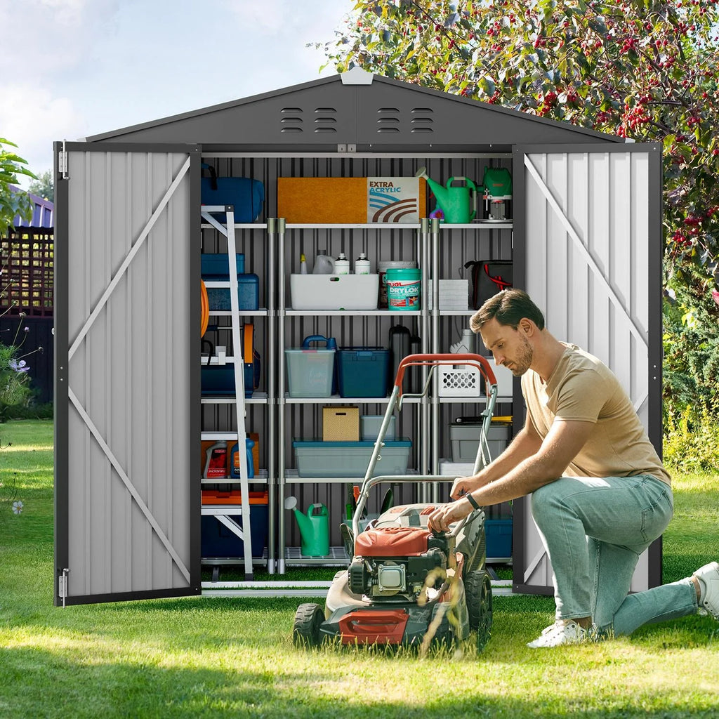 Dark Gray Metal Garden Shed W717170